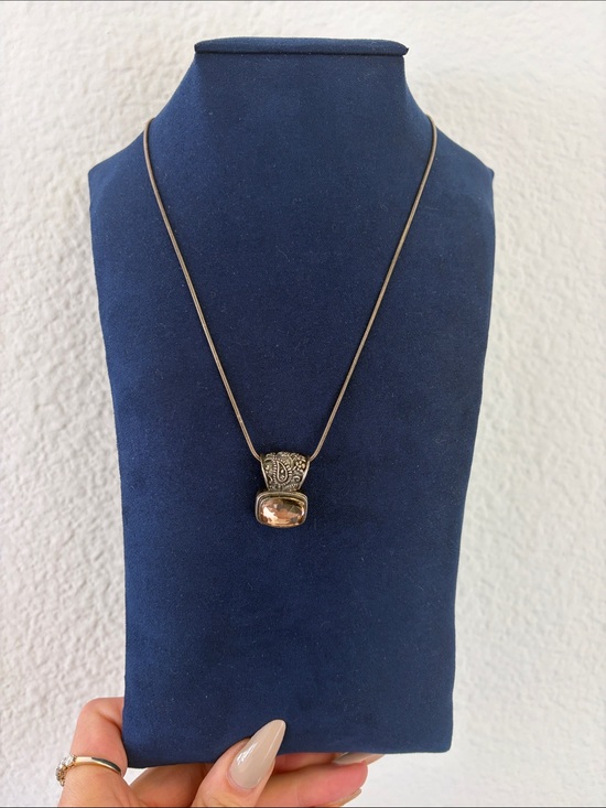 Jewelry - Women’s Silver-Tone Pendant Necklace with Champagne Stone